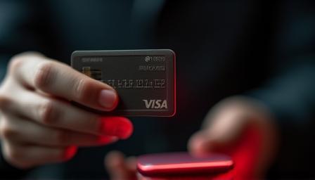 Person shielding credit card online