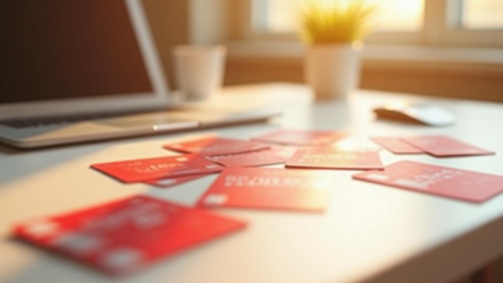 Digital gift cards scattered on a stylish desk